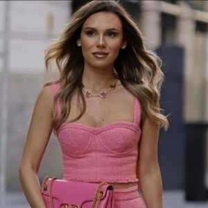 NWOT Zara Pink Tweed Crop Top